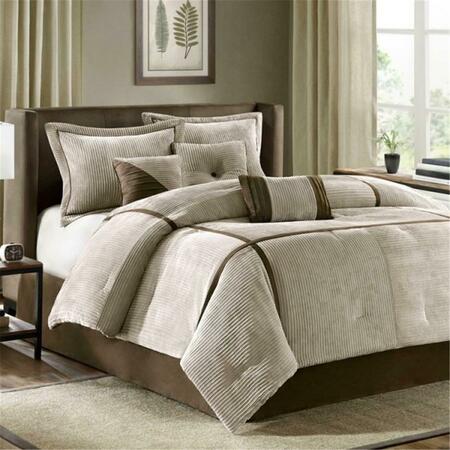 MADISON PARK SIGNATURE Madison Park Dallas 7 Piece Comforter Set, Khaki - Queen, 7PK MPS10-313